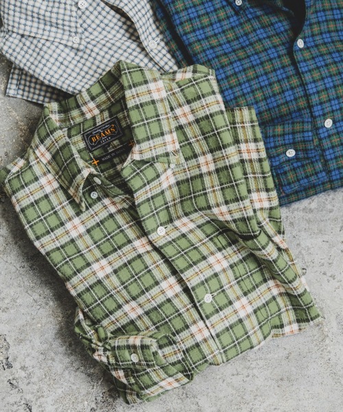 BEAMS+（ビームスプラス） シャツ ドビー チェック オープンカラー