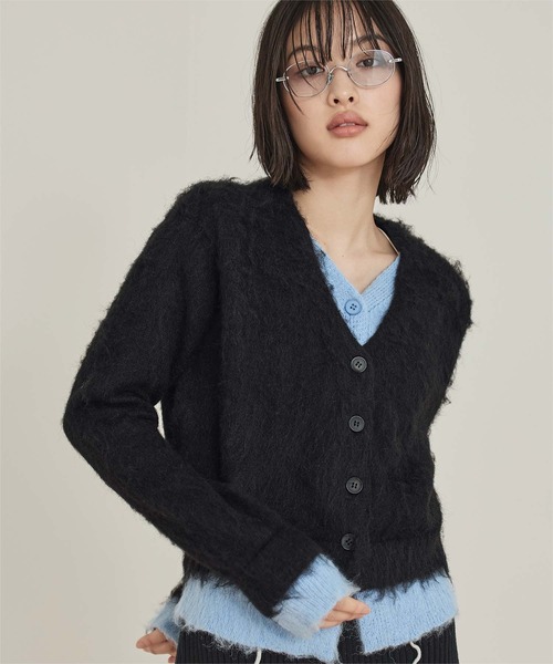 miette カーディガン レイヤード風Vネックカーディガン レディース