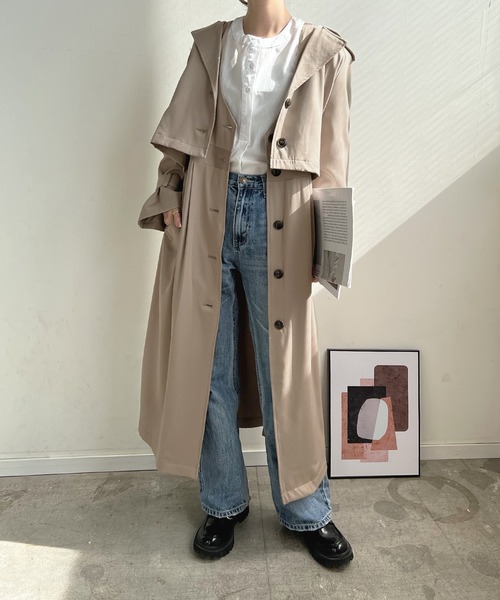 「Futier land」 トレンチコート MEDIUM アイボリー レディース_画像2