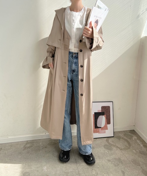 「Futier land」 トレンチコート MEDIUM アイボリー レディース_画像9