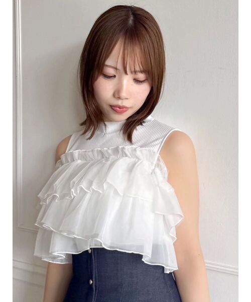 dazzlin tシャツ 2WAYスリーブコンパクトフリルトップス