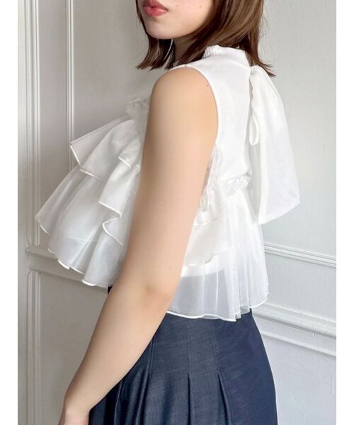 tシャツ 2WAYスリーブコンパクトフリルトップス レディース dazzlin tシャツ 2WAYスリーブコンパクトフリルトップス