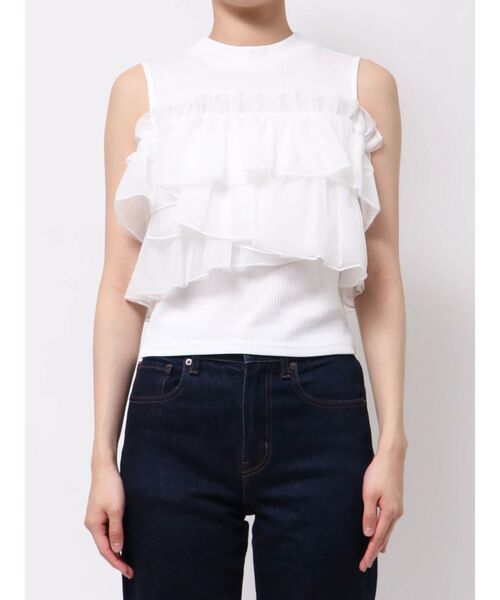 dazzlin tシャツ 2WAYスリーブコンパクトフリルトップス