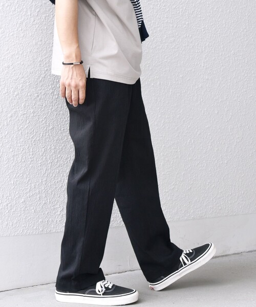 ASH TENNESSE03NWAXYBLACKPAVONADO 関税送料込 SHIPS any パンツ any:「洗濯機可能」リネン混 2タック