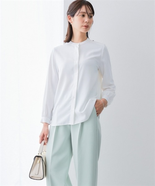 7days Life Styling ブラウス シャツ ストレッチパウダーサテンバンド
