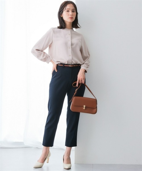 7days Life Styling ブラウス シャツ ストレッチパウダーサテンバンド