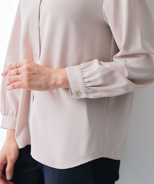 7days Life Styling ブラウス シャツ ストレッチパウダーサテンバンド
