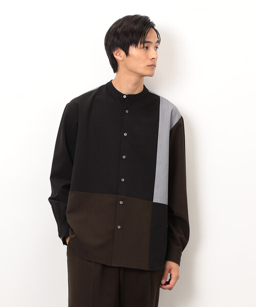 COMME CA ISM（コムサイズム） シャツ ウールライク バンドカラー