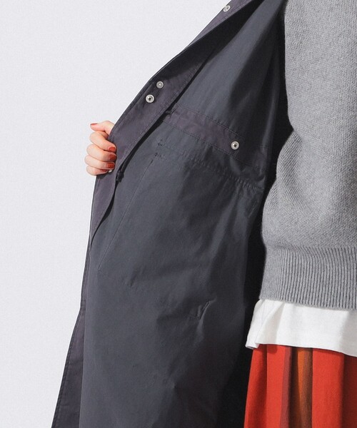 BEAMS BOY ステンカラーコート コート コットン ナイロン ヘム