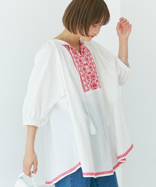 「LAVEANGE」 7分袖チュニック M ブラック レディース