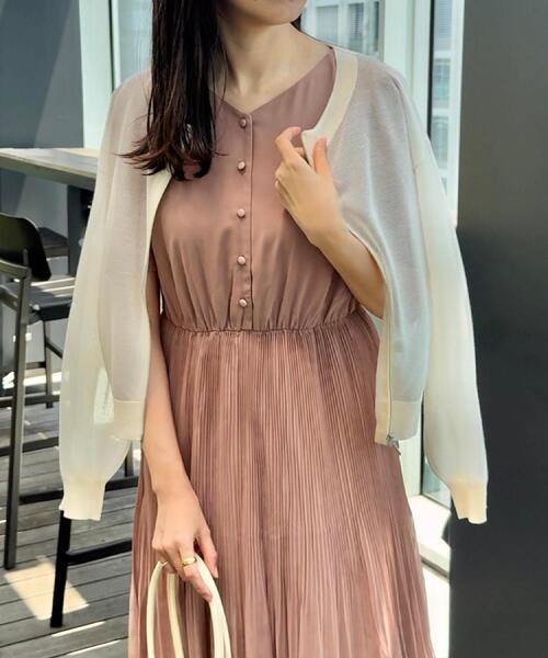【二の腕カバー・楽ちん・通勤】シフォンプリーツワンピース 42(LL) 二の腕カバー・楽ちん・通勤】シフォンプリーツワンピース