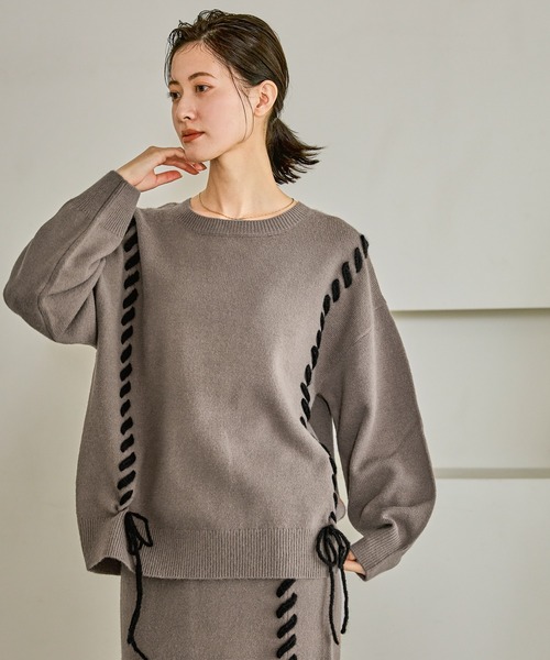 LAKOLE（ラコレ） ニット セーター ハンドステッチニットプルオーバー