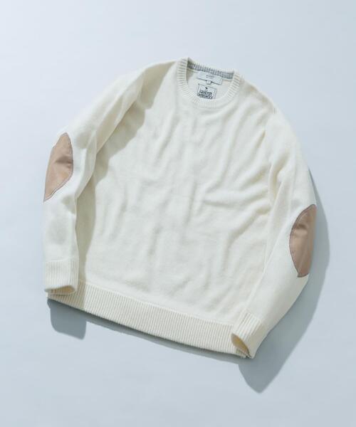 【WHITE】『XLサイズあり』ハミルトンラムズウールエルボーパッチニット URBAN RESEARCH ROSSO｜『XLサイズあり』ハミルトンラムズウール