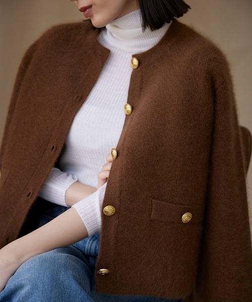 anuans カーディガン ベージュ anuans（アニュアンス） ニットカーディガン FREE ベージュ レディース