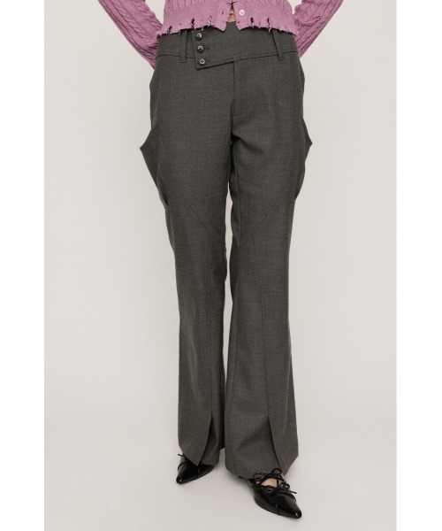 【ato】SLUB TWEED FLAIR PANTS フレアパンツ　スラックス SLY（スライ） スラックス パンツ WIDE BELT FLARE PT ワイド ベルト