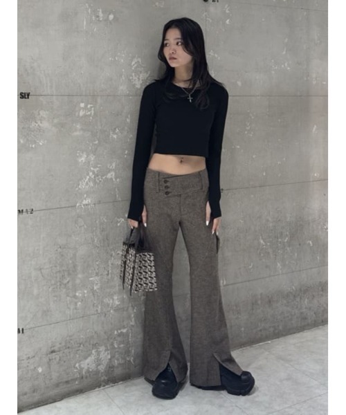 最終値下げ❤︎moussy sly ワイドベルト SLY（スライ） スラックス パンツ WIDE BELT FLARE PT ワイド ベルト