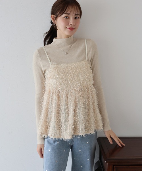 BLUEEAST（ブルーイースト） キャミソール フェザーフリンジビスチェ