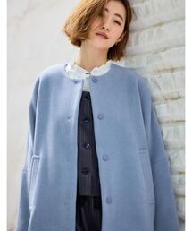 grove（グローブ） ノーカラーコート コート 「ウール混」軽やかに羽織