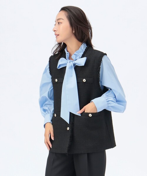 BEAMS HEART ジレ ベスト ネイビー 新品タグ付ヘリンボーン ベスト BEAMS HEART（ビームスハート）の「BEAMS HEART / ジレ パンツセット