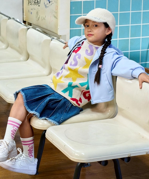 女の子の服 X-girl Stages（エックスガールステージス） ワンピース ロゴ刺しゅう