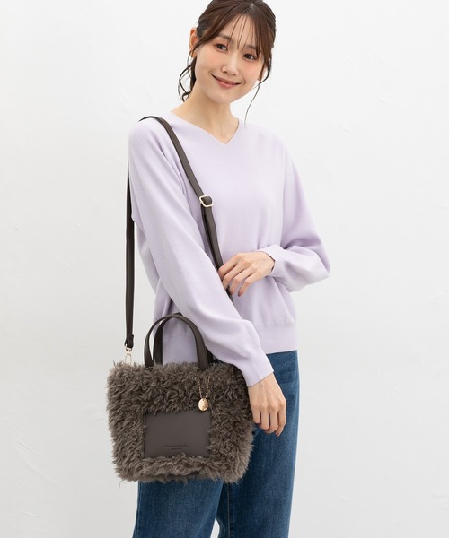 Honeys（ハニーズ） ハンドバッグ 合皮コンビファーバッグ : ZOZOTOWN