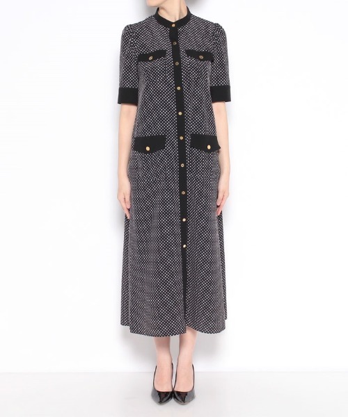 「LOULOU WILLOUGHBY」 半袖ワンピース 2 ブラック レディース_画像9