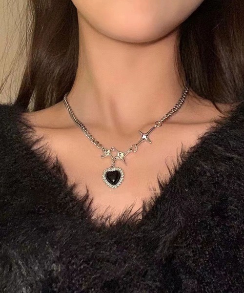 NO WAY ネックレス /Bz/ブラックストーンモチーフネックレス(RZ