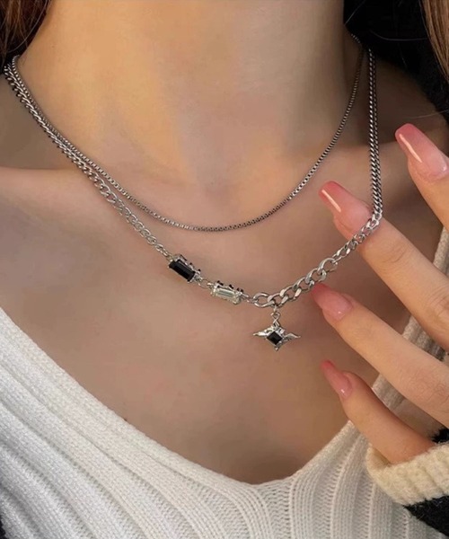 NO WAY ネックレス /Bz/ブラックストーンモチーフネックレス(RZ