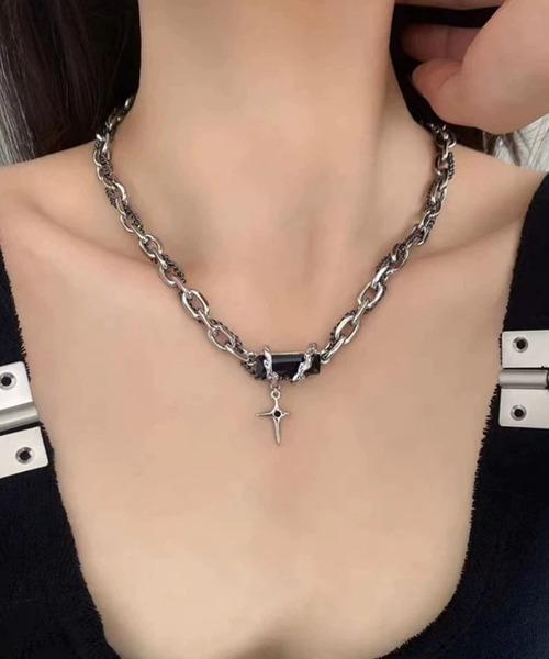 NO WAY ネックレス /Bz/ブラックストーンモチーフネックレス(RZ