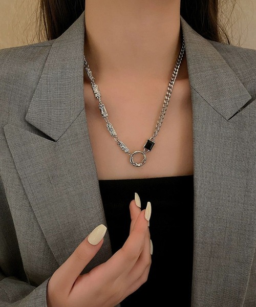 NO WAY ネックレス /Bz/ブラックストーンモチーフネックレス(RZ