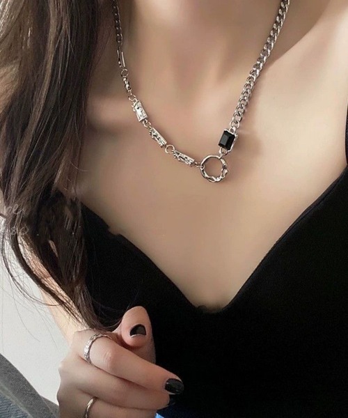 NO WAY ネックレス /Bz/ブラックストーンモチーフネックレス(RZ