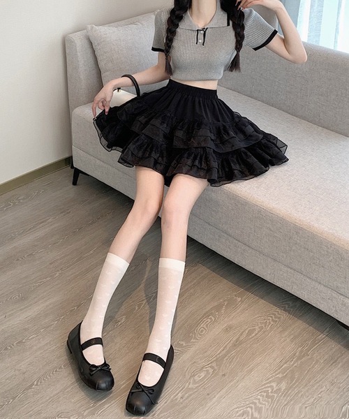 shopnikoniko（ショップにこにこ） フリルスカート フリー ホワイト