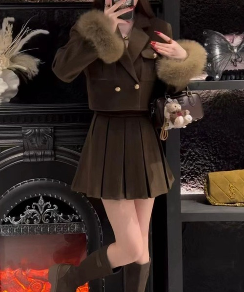 セットアップ ショートジャケット＋プリーツスカートセットアップ レディース | LACーVERT | 05