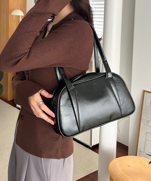 ミニボストンバッグ ハンドバッグ　黒ノームコアvintage archive ハンドバッグ ロングハンドル ラウンドミニボストンバッグ : ZOZOTOWN
