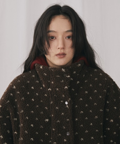 MERLOT（メルロー） ブルゾン アウター ハートドット柄ボアジップ