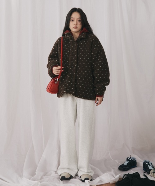 MERLOT（メルロー） ブルゾン アウター ハートドット柄ボアジップ