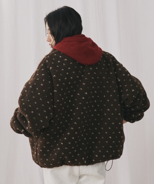 MERLOT（メルロー） ブルゾン アウター ハートドット柄ボアジップ