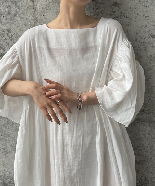 sono様 ワンピース 1白 麻白ワッシャー ワンピース