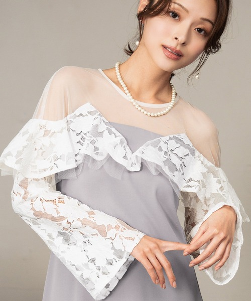 GIRL DRESS FOR NOW ドレス レースラッフルドレス チュール シアー