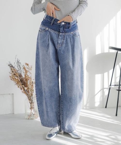 「LOWRYS FARM」 デニムパンツ LARGE ブラック レディース_画像2