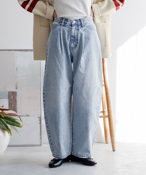 「LOWRYS FARM」 デニムパンツ LARGE ブラック レディース_画像3