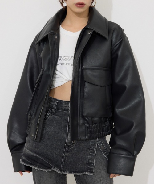 SLY ブラック レザージャケット SLY（スライ） ライダースジャケット 2 ブラック レディース