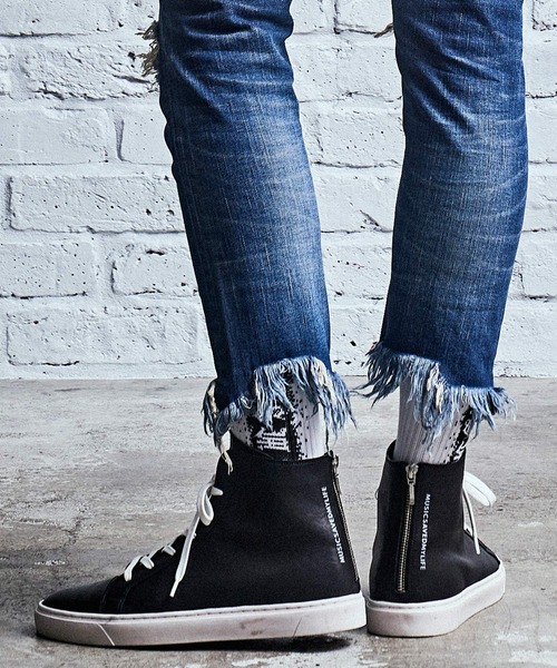 MSML ハイカットスニーカー 25cm ブラック×ホワイト メンズ : ZOZOTOWN