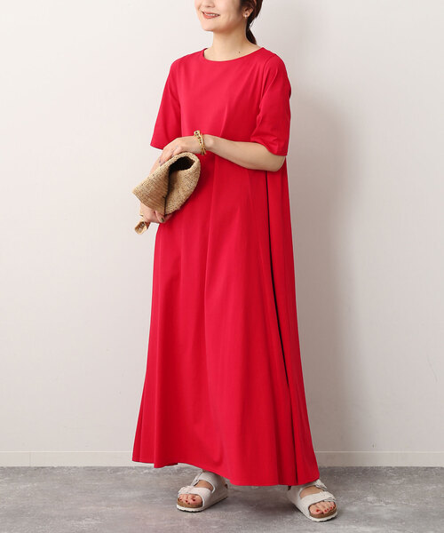 「SLOBE IENA」 7分袖ワンピース - ベージュ レディース_画像2