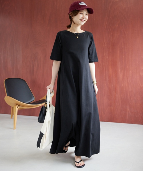 「SLOBE IENA」 7分袖ワンピース - ベージュ レディース_画像4