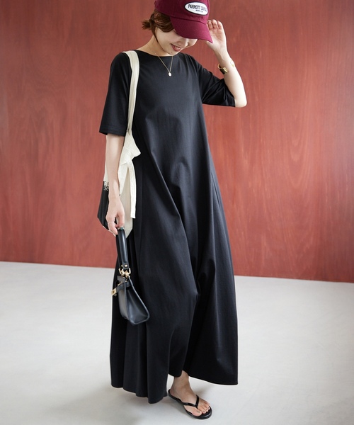 「SLOBE IENA」 7分袖ワンピース - ベージュ レディース_画像5