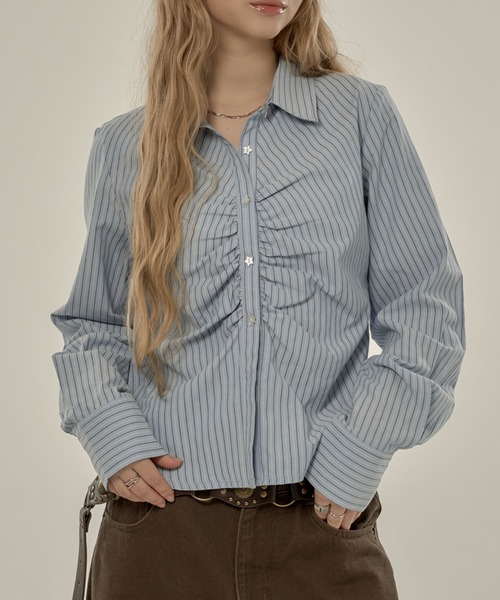 hazyl ブラウス シャツ gather design shirt / ギャザーデザインシャツ
