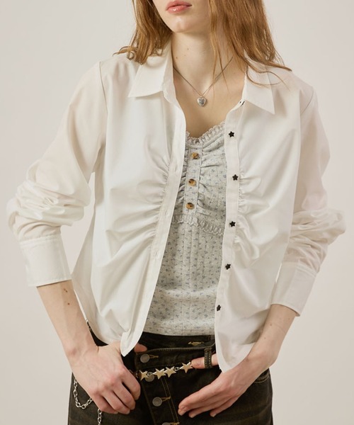 hazyl ブラウス シャツ gather design shirt / ギャザーデザインシャツ