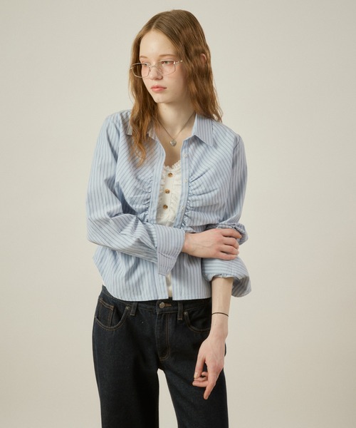 hazyl ブラウス シャツ gather design shirt / ギャザーデザインシャツ 