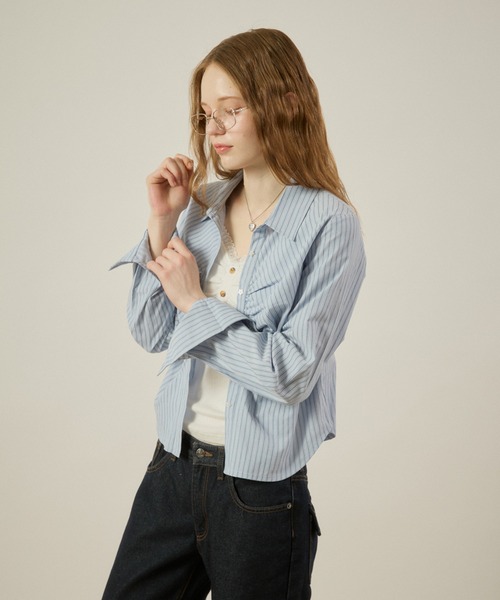 シャツ/ブラウス(長袖/七分) ROSE GATHER DESIGN SHIRT. hazyl ブラウス シャツ gather design shirt / ギャザーデザインシャツ